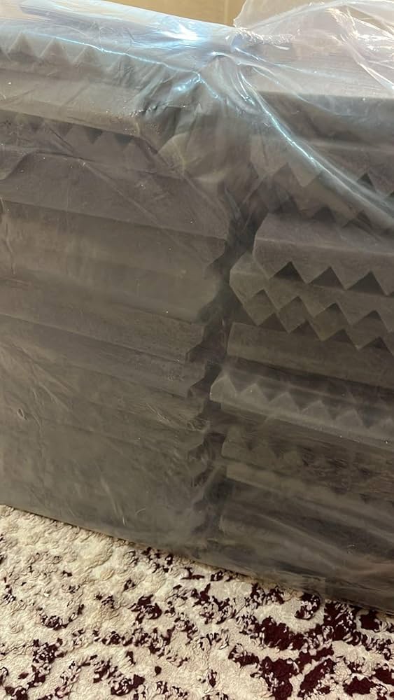 ألواح إسفنجية عازلة للصوت بتصميم هرمي، ألواح إسفنجية عازلة للصوت باللون الرمادي، عالية الكثافة، ألواح صوتية، إسفنج استوديو للجدران والأسقف